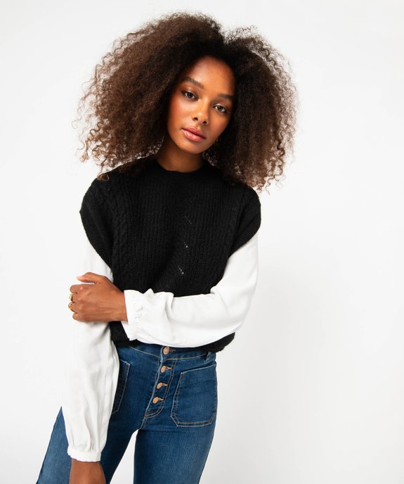 Pull sans manches en maille torsadée femme vue1 - GEMO(FEMME PAP) - GEMO