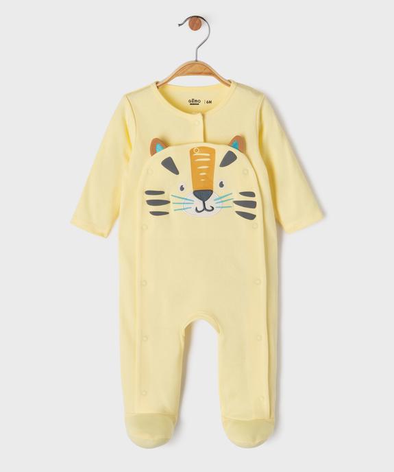 Pyjama en coton ouvert devant motif félin bébé garçon vue1 - GEMO 4G BEBE - GEMO