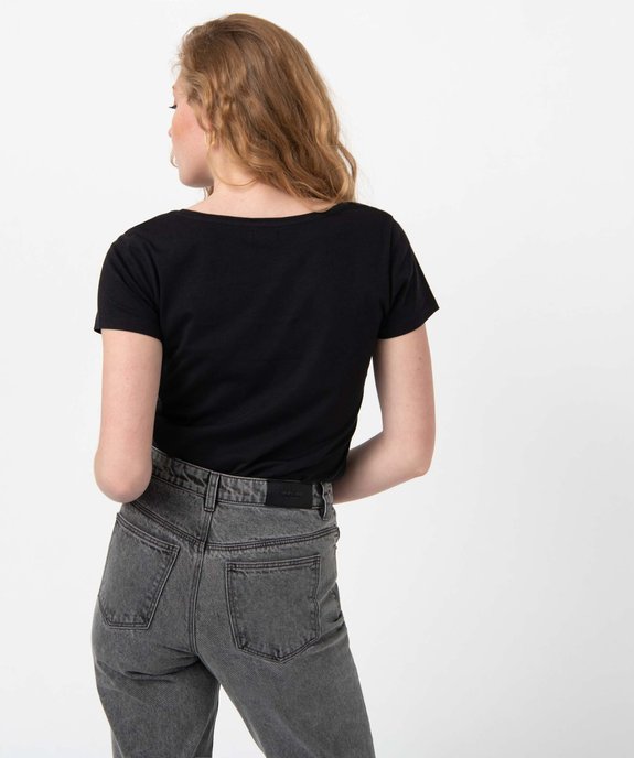 Tee-shirt femme uni à col rond et manches courtes vue3 - GEMO(FEMME PAP) - GEMO