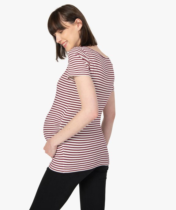 Tee-shirt de grossesse imprimé avec grand col rond vue3 - GEMO (MATER) - GEMO