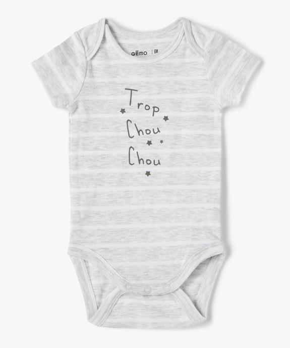 Body bébé garçon imprimé à manches courtes (lot de 3) vue3 - GEMO(BB COUCHE) - GEMO