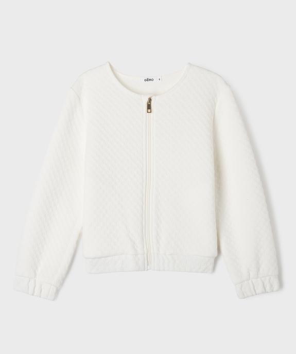 Sweat zippé en maille fantaisie fille vue1 - GEMO (ENFANT) - GEMO