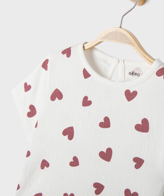 Tee-shirt manches courtes en maille texturée bébé fille vue2 - GEMO 4G BEBE - GEMO