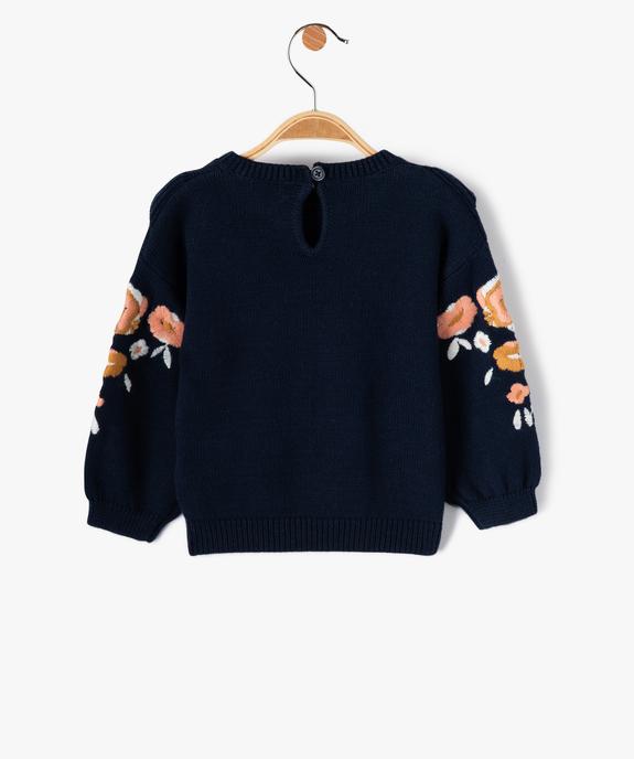 Pull bébé fille à volant et broderies fleurs vue3 - GEMO(BEBE DEBT) - GEMO