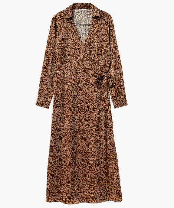 Robe portefeuille imprimée en matière satinée femme vue4 - GEMO(FEMME PAP) - GEMO