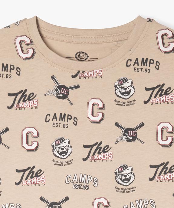 Tee-shirt imprimé style campus garçon vue2 - CAMPS - GEMO