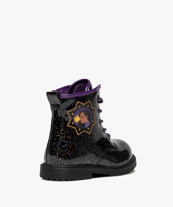 Boots fille vernies à paillettes avec zip intérieur et lacets Wish - Disney vue4 - WISH - GEMO