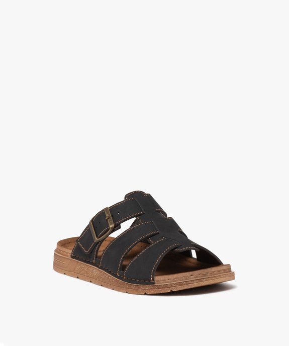 Mules homme unies à larges brides surpiquées avec boucle vue2 - GEMO (CASUAL) - GEMO