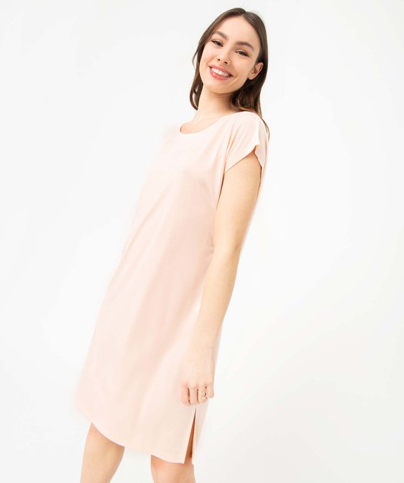 Chemise de nuit femme coupe oversize à manches courtes vue1 - GEMO 4G FEMME - GEMO
