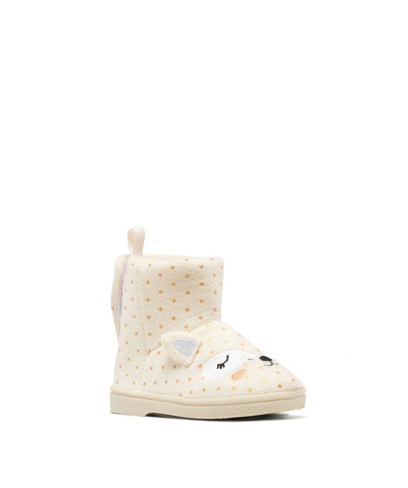 Chaussons boots d'intérieur en velours doux bébé fille vue2 - GEMO 4G BEBE - GEMO