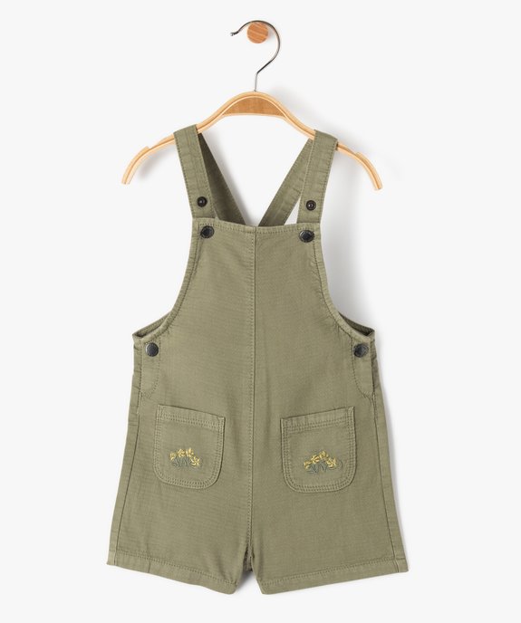 Salopette bébé fille courte en coton gaufré vue1 - GEMO 4G BEBE - GEMO