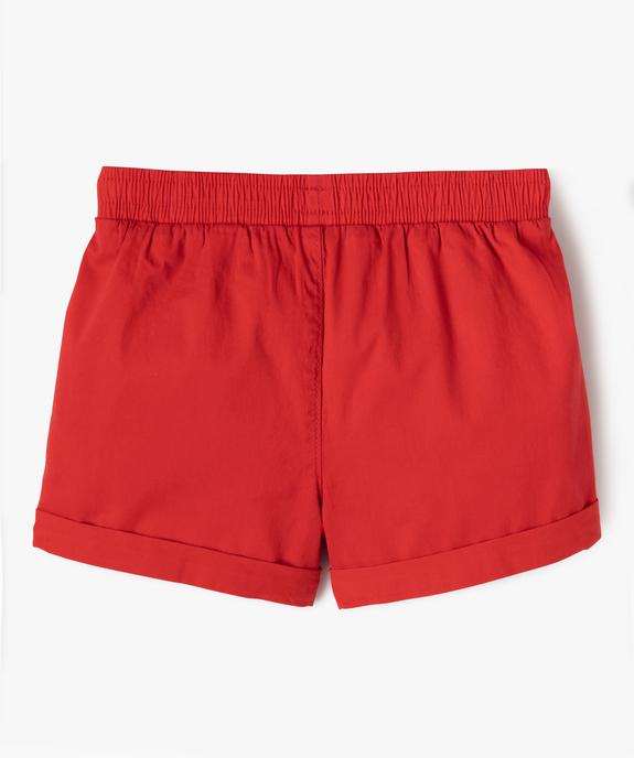 Short ample avec taille élastique en coton stretch fille vue3 - GEMO (ENFANT) - GEMO