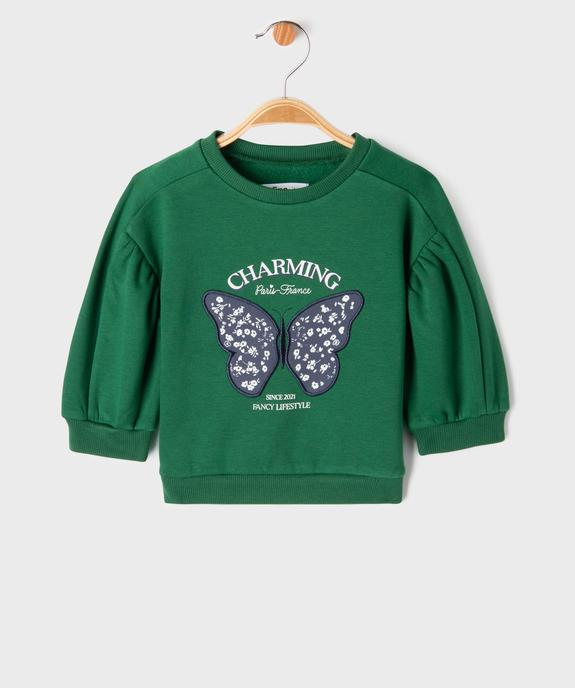 Sweat avec manches froncées et motif brodé bébé fille vue3 - GEMO 4G BEBE - GEMO