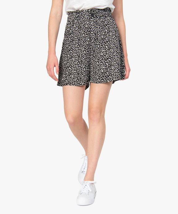 Short femme imprimé avec taille haute élastiquée  vue1 - GEMO(FEMME PAP) - GEMO