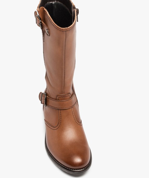 Bottes fille cavalières unies dessus cuir - Tanéo vue6 - TANEO - GEMO