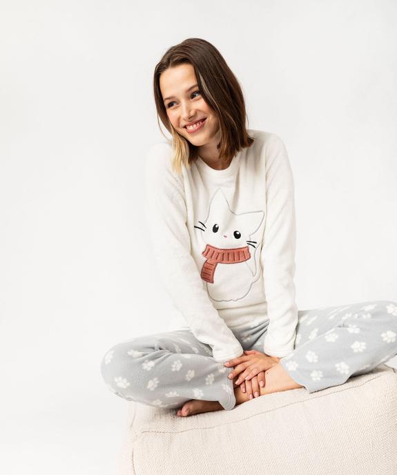 Pyjama en maille  motif chat femme vue1 - GEMO(HOMWR FEM) - GEMO