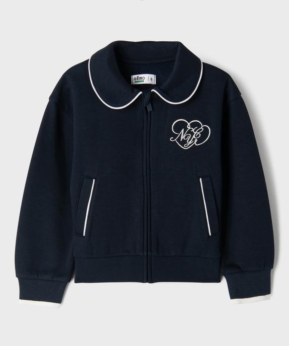 Gilet zippée en molleton à col Claudine fille vue3 - GEMO 4G FILLE - GEMO