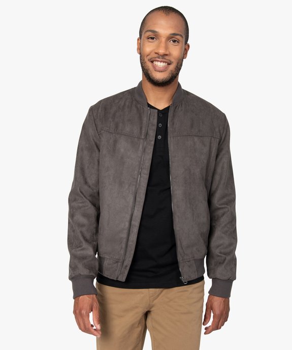 Blouson homme aviateur en suédine vue1 - GEMO (HOMME) - GEMO