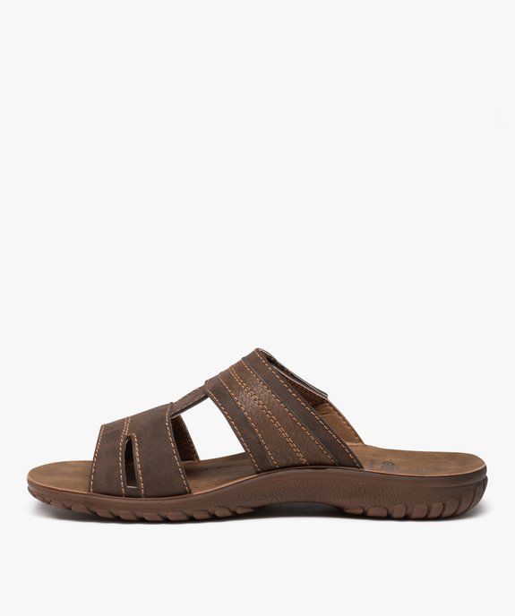 Mules homme casual dessus suédine à scratch  vue3 - GEMO (CASUAL) - GEMO