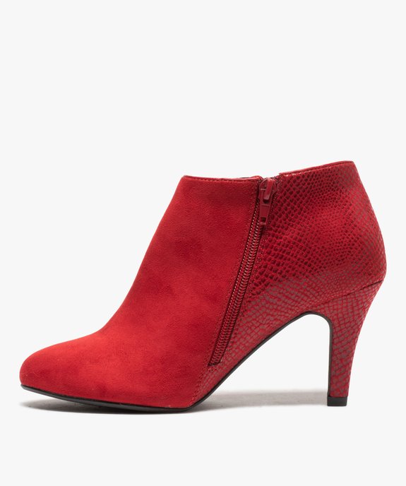 Low-boots femme dessus suédine et bordures passepoil vue3 - GEMO(URBAIN) - GEMO