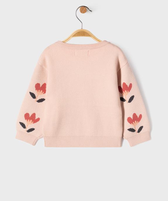 Pull en maille épaisse à motifs fleuris bébé fille vue4 - GEMO(BEBE DEBT) - GEMO