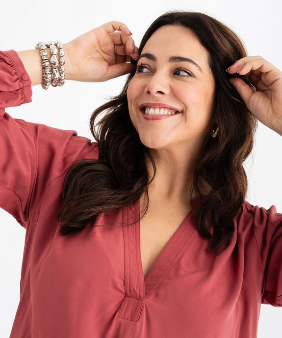 Blouse manches longues et col V fluide femme grande taille vue2 - GEMO 4G GT - GEMO