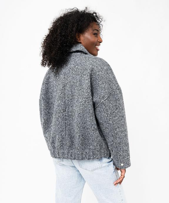 Blouson en maille bouclette chinée femme vue3 - GEMO 4G FEMME - GEMO