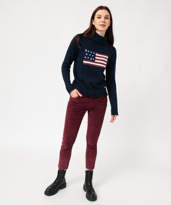 Pantalon slim 7/8ème en velours côtelé femme - LuluCastagnette vue5 - LULUCASTAGNETTE - GEMO