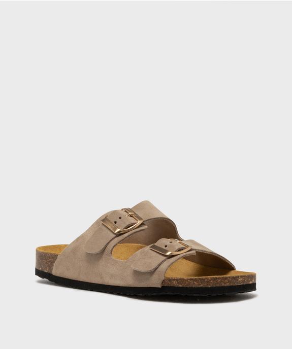 Sandales mules en cuir à semelle anatomique femme - Tanéo vue2 - TANEO - GEMO