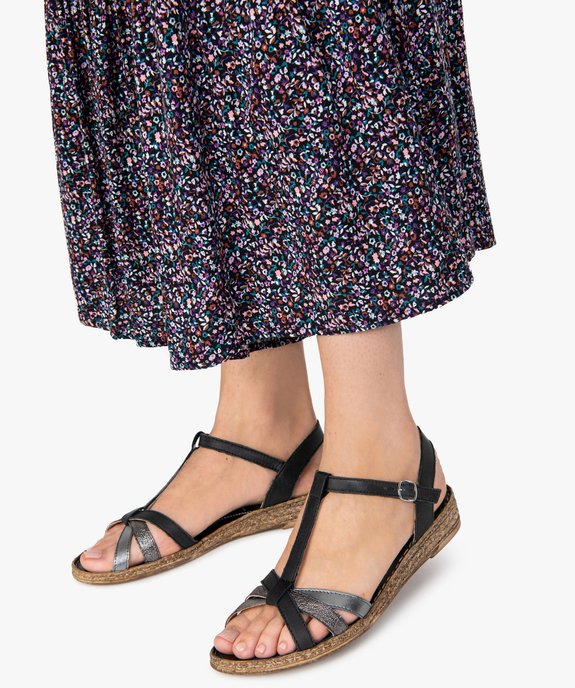 Sandales femme à brides fines et petit talon compensé  vue1 - GEMO (CASUAL) - GEMO