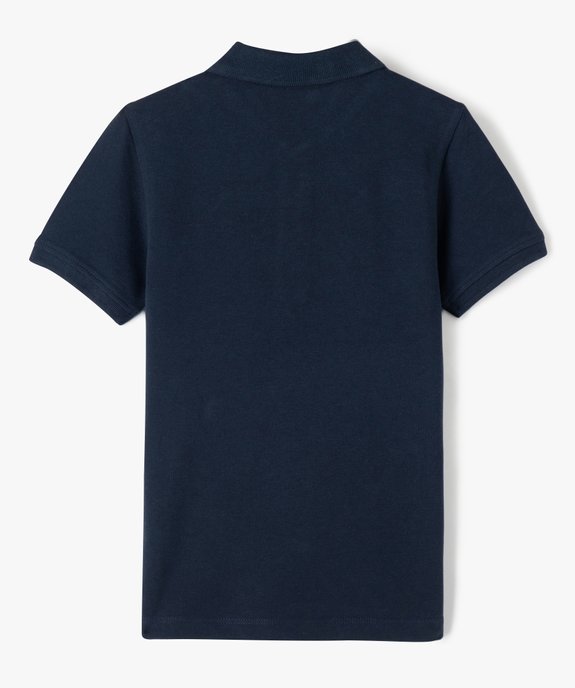 Polo à manches courtes uni en maille piquée garçon vue3 - GEMO (ENFANT) - GEMO