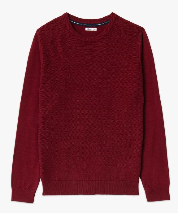 Pull en coton homme avec maille fantaisie sur l’avant vue4 - GEMO (HOMME) - GEMO