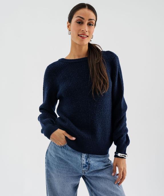 Gilet en maille douillette à dos fantaisie femme vue1 - GEMO 4G FEMME - GEMO