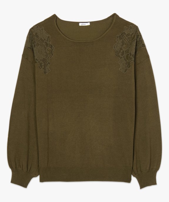 Pull femme fin avec empiècements dentelle vue4 - GEMO(FEMME PAP) - GEMO