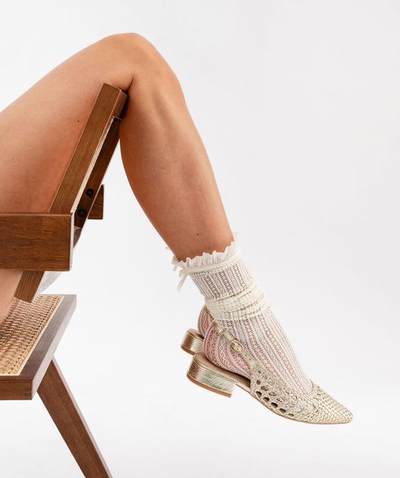 Chaussures à bout pointu et talon ouvert en tressage doré femme vue7 - FOLLOW ME - GEMO