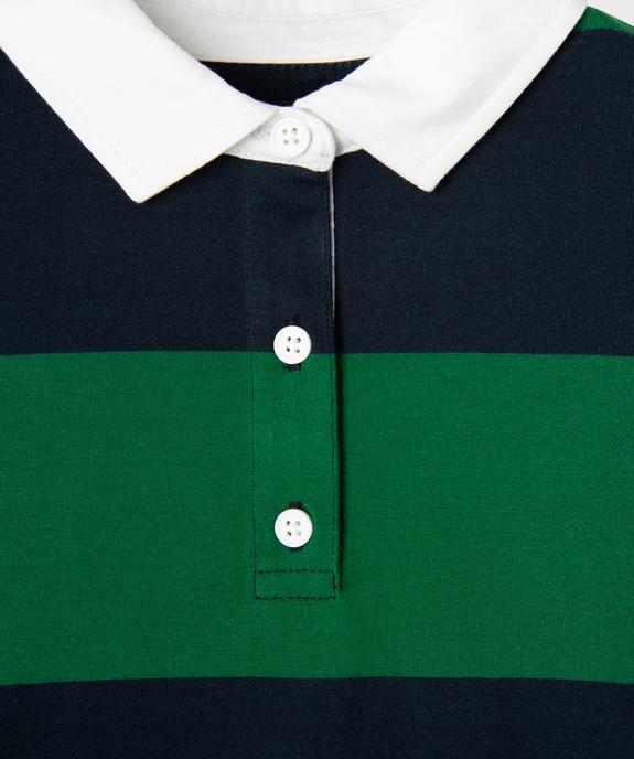 Polo manches longues à rayures coupe courte fille vue3 - GEMO 4G FILLE - GEMO