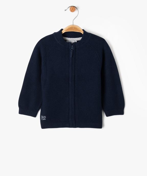 Gilet bébé en maille à fermeture zippée vue1 - GEMO(BEBE DEBT) - GEMO