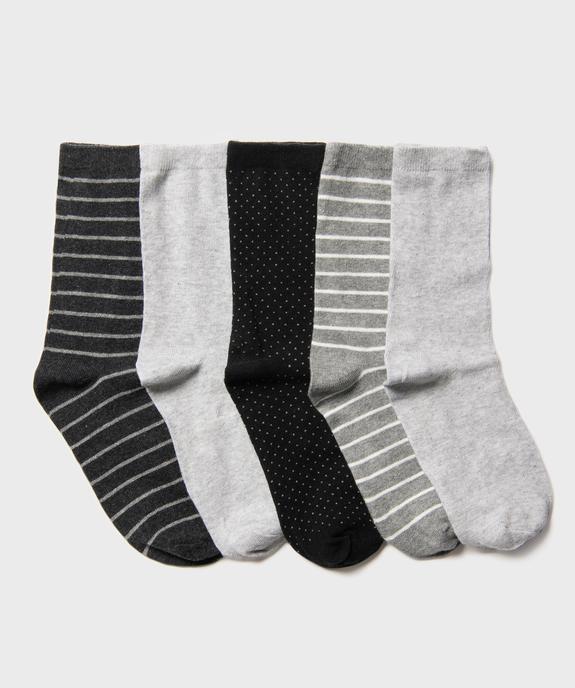Chaussettes tige haute à motifs pois et rayures femme (lot de 5)  vue1 - GEMO 4G FEMME - GEMO