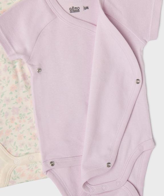 Body à manches courtes fermeture croisée motifs fleuris bébé fille (lot de 3) vue4 - GEMO 4G BEBE - GEMO