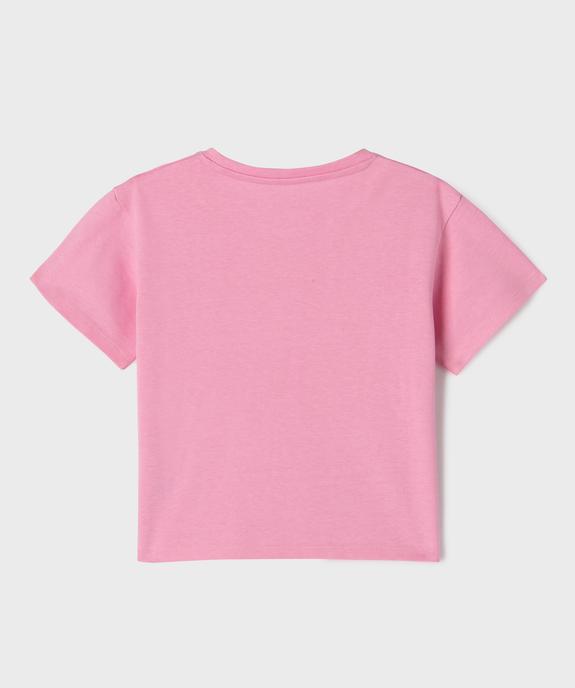 Tee-shirt manches courtes uni en coton épais fille vue5 - GEMO (ENFANT) - GEMO