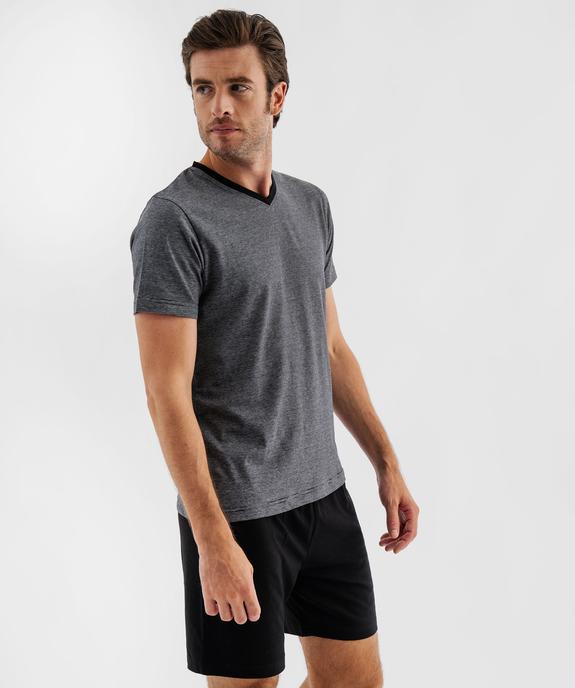 Pyjashort bicolore en coton homme vue5 - GEMO 4G HOMME - GEMO