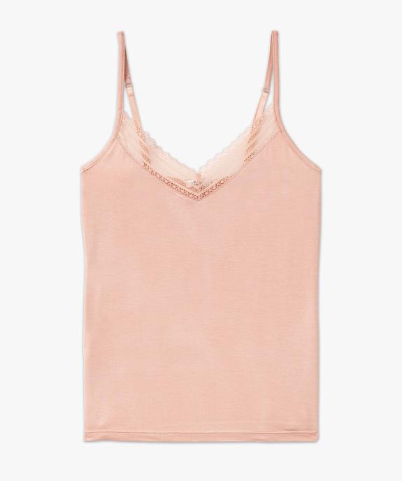 Haut de pyjama à fines bretelles et dentelle femme vue4 - GEMO 4G FEMME - GEMO