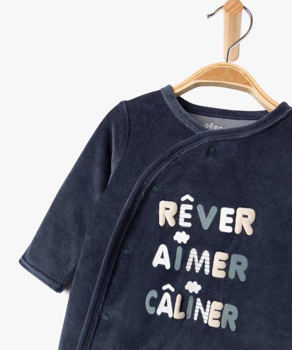 Pyjama en velours imprimé à ouverture devant bébé vue2 - GEMO(BB COUCHE) - GEMO