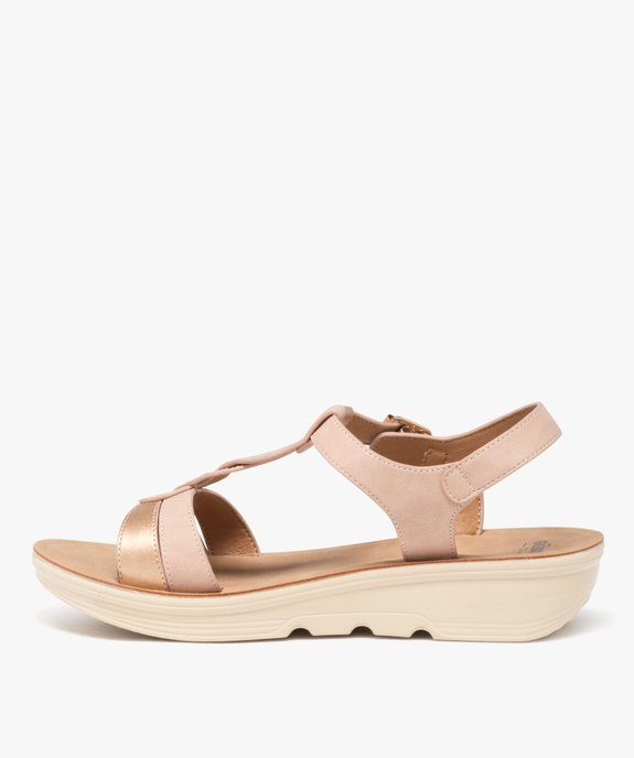 Sandales salomés à talon compensé femme vue3 - GEMO (CONFORT) - GEMO