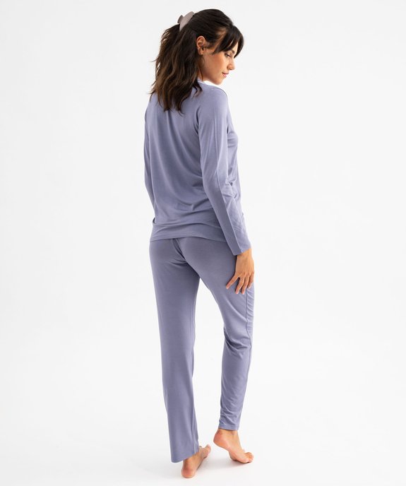 Pyjama deux pièces en viscose femme : chemise et pantalon vue3 - GEMO 4G FEMME - GEMO