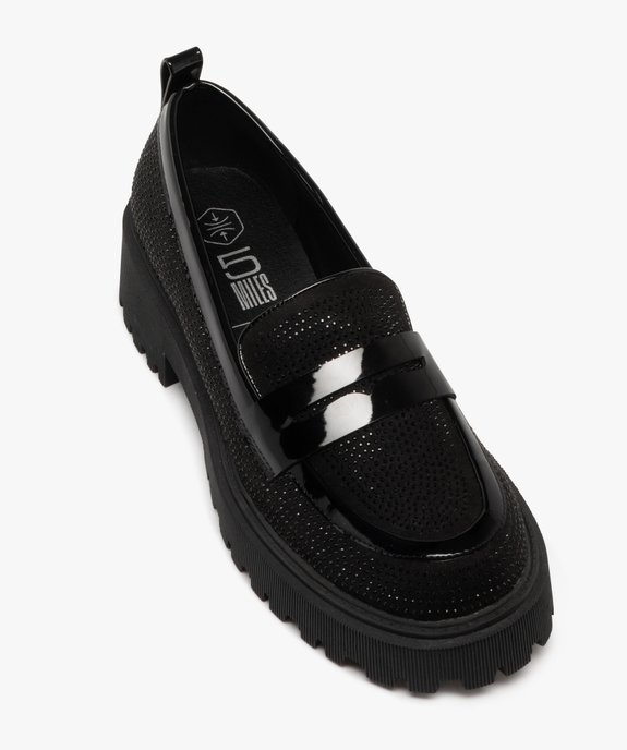 Mocassins femme vernis et à strass avec semelle chunky vue6 - 5 MILES - GEMO