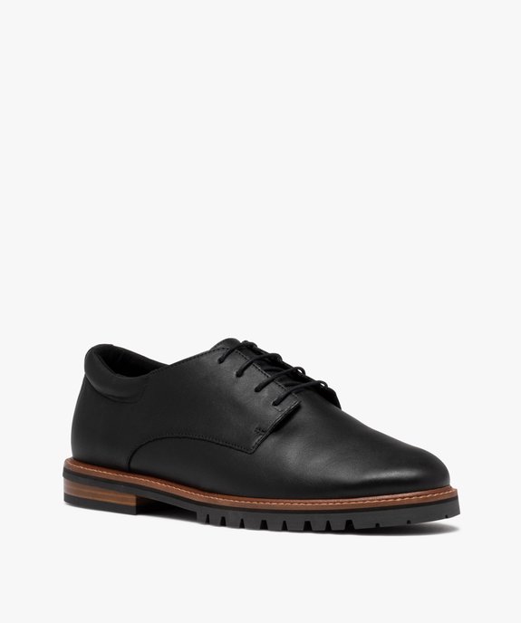 Derbies homme unis dessus cuir - Tanéo vue3 - TANEO - GEMO