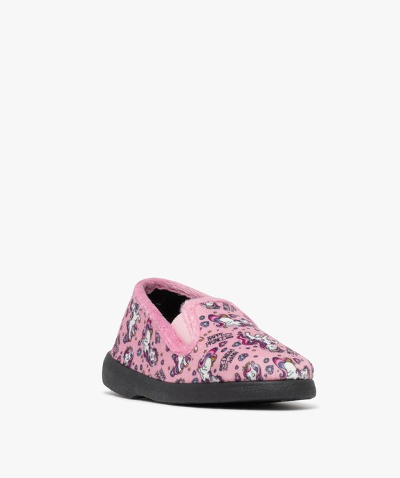 Chaussons fille pantoufles en velours motif licorne vue3 - GEMO 4G FILLE - GEMO