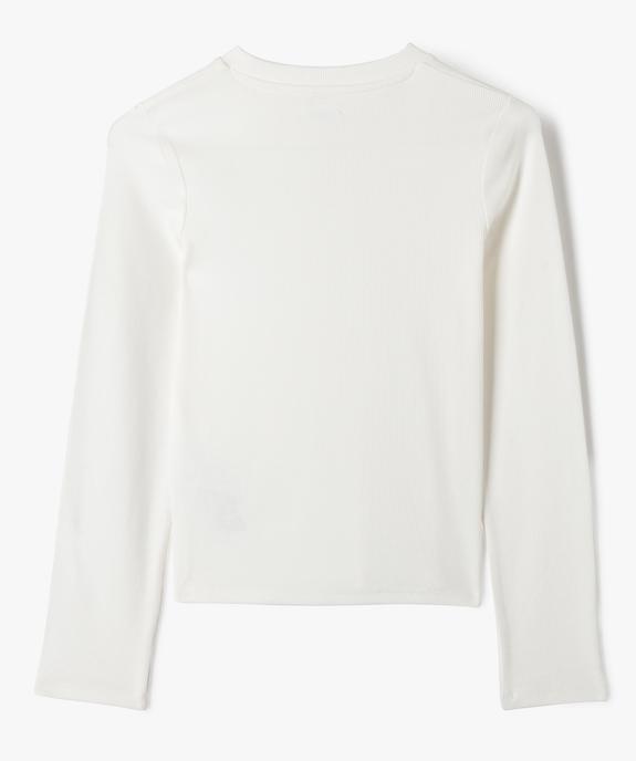 Tee-shirt manches longues en maille côtelée fille vue3 - GEMO 4G FILLE - GEMO