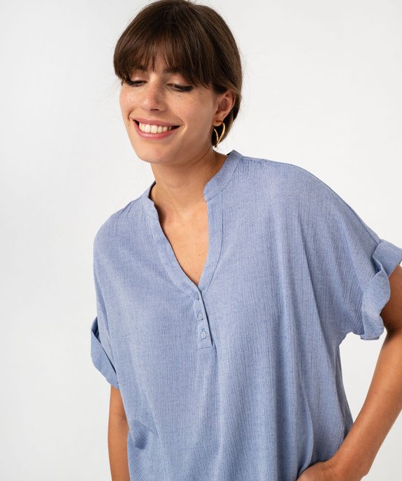 Blouse manches courtes coupe loose en viscose froissée femme vue2 - GEMO(FEMME PAP) - GEMO